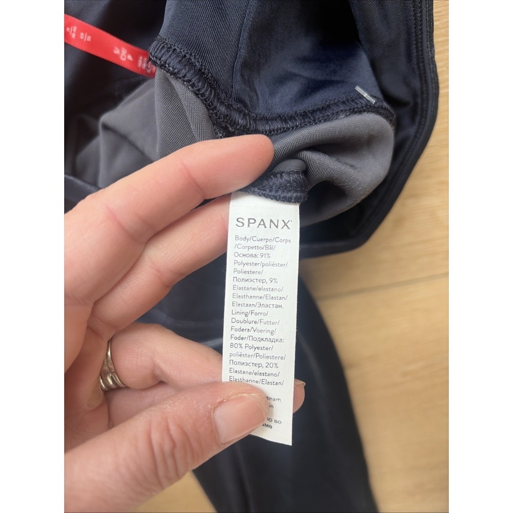 SPANX Navy Blue Velvet leggings Size Small Stretch No Front Seam NWT - Picture 7 of 9